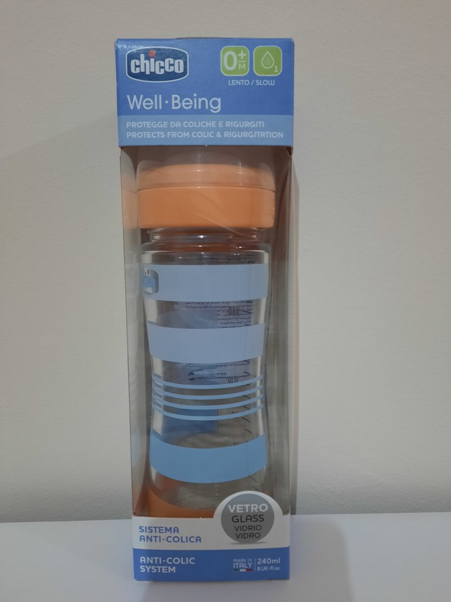 CHICCO Biberon WELL-BEING – VETRO ORANGE BOY 240 ml FLUSSO LENTO